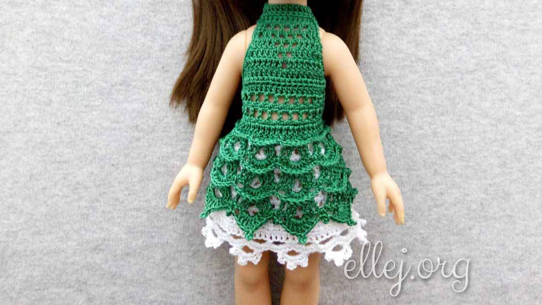 Зеленое пляжное платье для куклы Паола Рейна 32 см