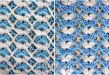 Double Sided White And Blue Baby Blanket МК по вязанию Двусторонний бело-голубой узор крючком