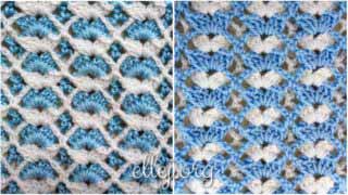 МК по вязанию Двусторонний бело-голубой узор крючком