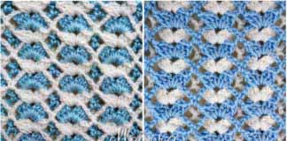 Двухцветный бело-голубой узор для детского пледа МК по вязанию Двусторонний бело-голубой узор крючком