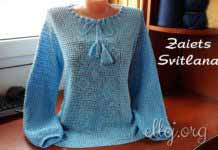 Блуза (джемпер) «Бабочки». Видео МК Светланы Заец Голубая блуза крючком с бабочками. МК Светланы Заец