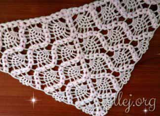 Узор с ананасами и пышными косичками для шали или бактуса «Малина» Шаль, бактус Малина крючком. Фото мастер-класс, описание вязания.