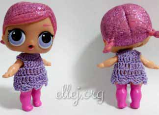Крохотное платье для куклы L.O.L. Платье крючком для куклы ЛОЛ