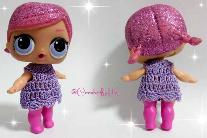 How to crochet tiny LOL dolls dress