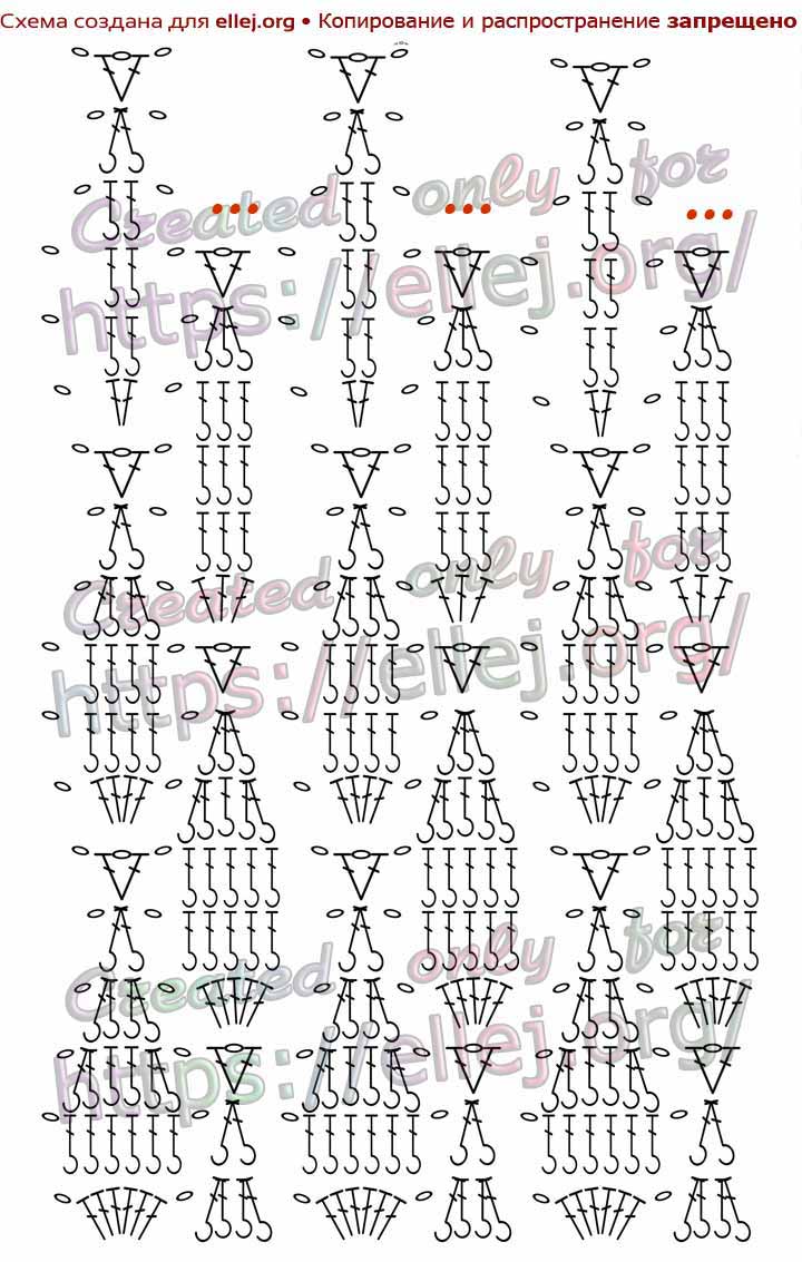 Схема вязания узора с объемными листочками с убавлениями для шапочки