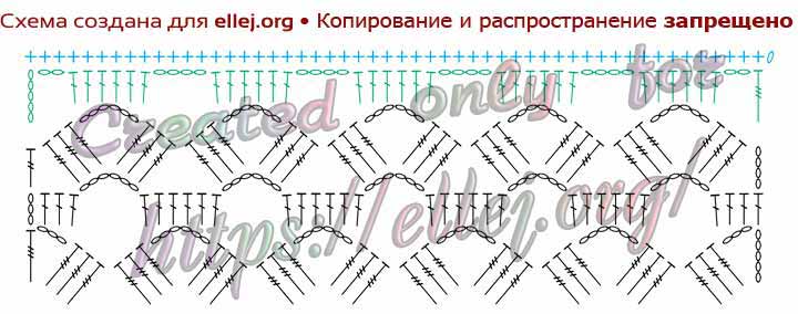 Схема ажурного шарфа крючком.