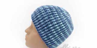 Мужская Шапка «Сашка» Мужская шапка крючком из рельефных столбиков "Сашка". Мастер-класс и схема вязания