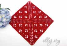 Квадратный мотив, узор для пледа «Клевер» Узор крючком для детского пледе Клевер