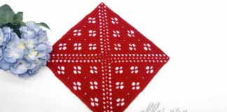 Квадратный мотив, узор для пледа «Клевер» Узор крючком для детского пледе Клевер