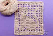 Узор Котенок для детского пледа Филейное вязание. Узор с котиком.