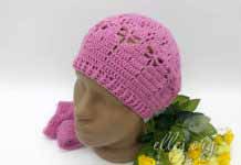Шапочка-бини, берет Стрекоза Летняяя шапочка бини, берет для девочки крючком "Стрекоза". МК
