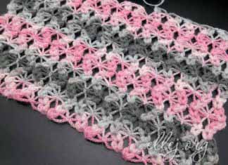 Узор Косички и Паучки для палантина/шарфа Узор для палантина крючком с пышными косичками и паучками