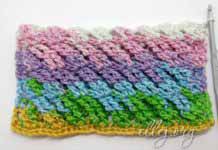 Объемный диагональный узор крючком Объемный узор крючком с диагональным рисунком. МК и схема