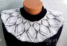 Круглая кокетка с рельефными листиками «Калейдоскоп» Круглая кокетка крючком с рельефнім узором Листья. Схема вязания