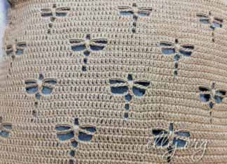 Маленькие стрекозы с пышными столбиками Узор с маленькими стрекозами крючком