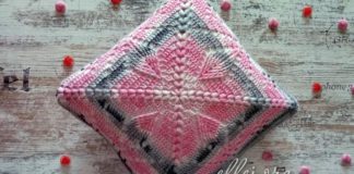 Квадратный мотив, подушка с рельефными листочками. Квадратный мотив, подушка с рельефными листочками.