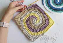 Вяжем квадрат или круг по спирали Квадрат или круг 4 цвета по спирали