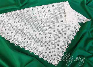 Косынка «Жемчужная» крючком Филейная косынка "Жемчужная стрекоза"