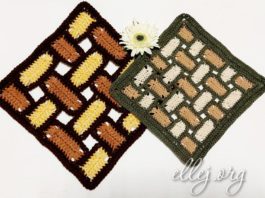 Плед, подставка, чехол из прямоугольных мотивов Плетенка крючком