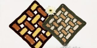 Подставка, чехол, плед «Плетенка». Безотрывное соединение Плед, подставка, чехол из прямоугольных мотивов Плетенка крючком