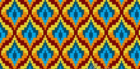 Разноцветный узор в стиле Барджелло. Жаккард крючком (схемы) Узор крючком в стиле Барджелло. Жаккардовый узор