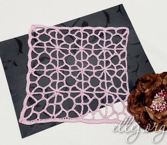 Ажурный узор с цветочками «Сакура» Ажурный узор крючком Сакура для пляжной туники