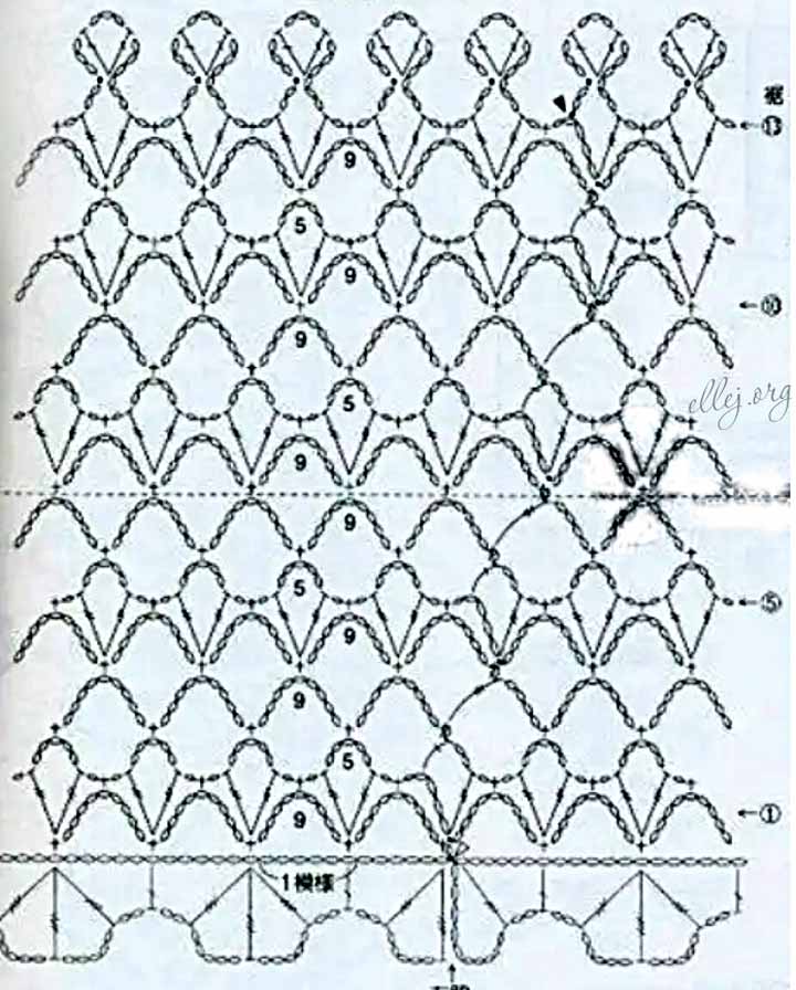 Схема вязания Ажурный топ из японского журнала крючком